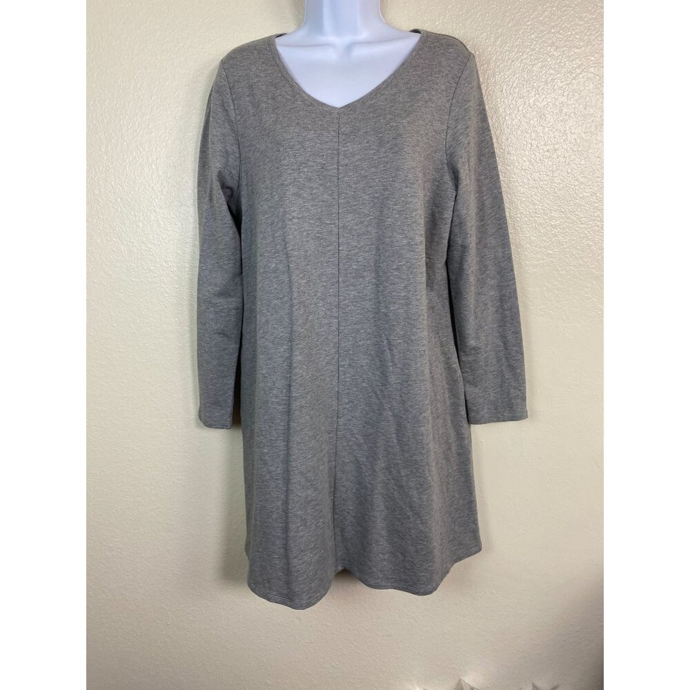 Pure J. Jill Womens Gray Long Sleeve V-Neck Tunic Dress sz Medium Petite capsule